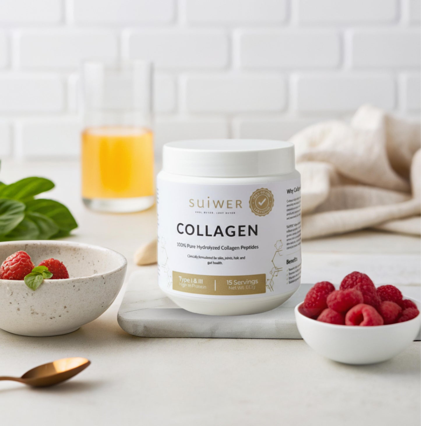 Suiwer Travel Size Collagen – 150g Pure Type I & III Hydrolyzed Bovine Collagen