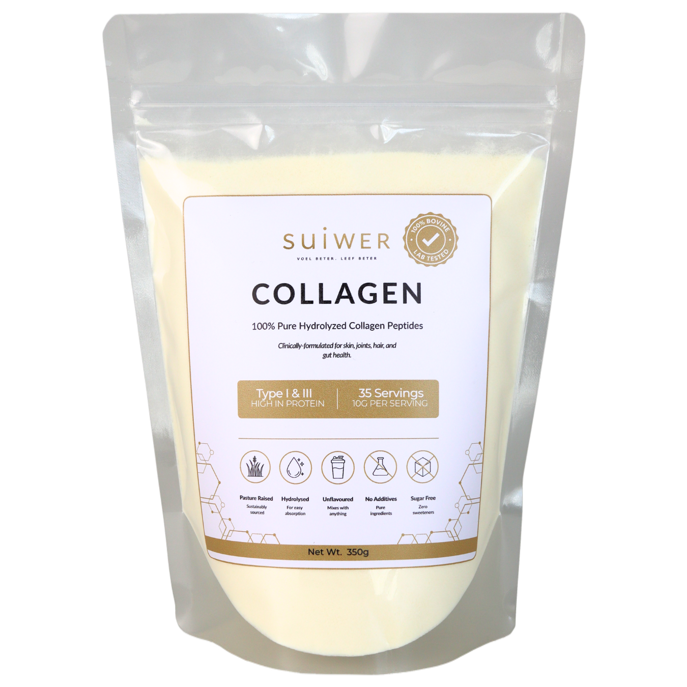 100% Pure Type I & III Hydrolyzed Bovine Collagen Powder